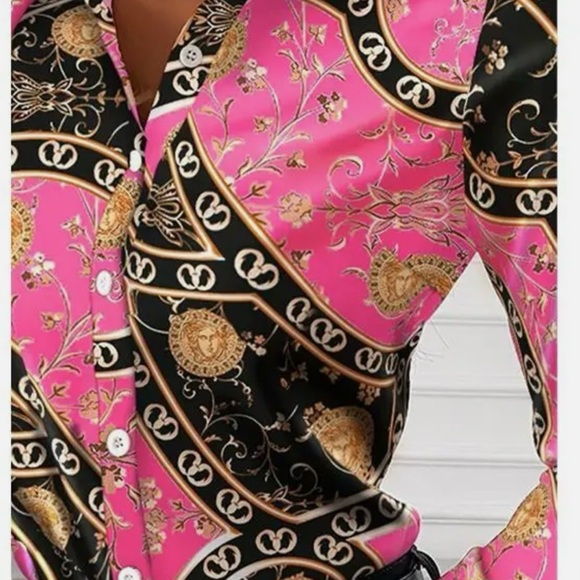 Pink chain print blouse - Picture 2 of 4